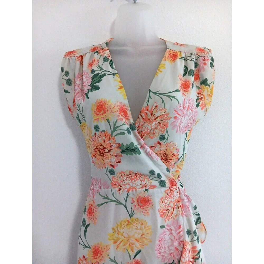 Yumi Kim True Wrap Dress XS High Low‎ Ruffle Midi Romantic Bridal Shower Girly - Picture 4 of 11